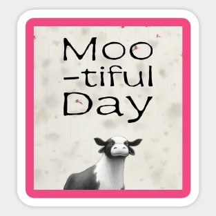 Cow Moo-tiful Day Cartoon Sticker